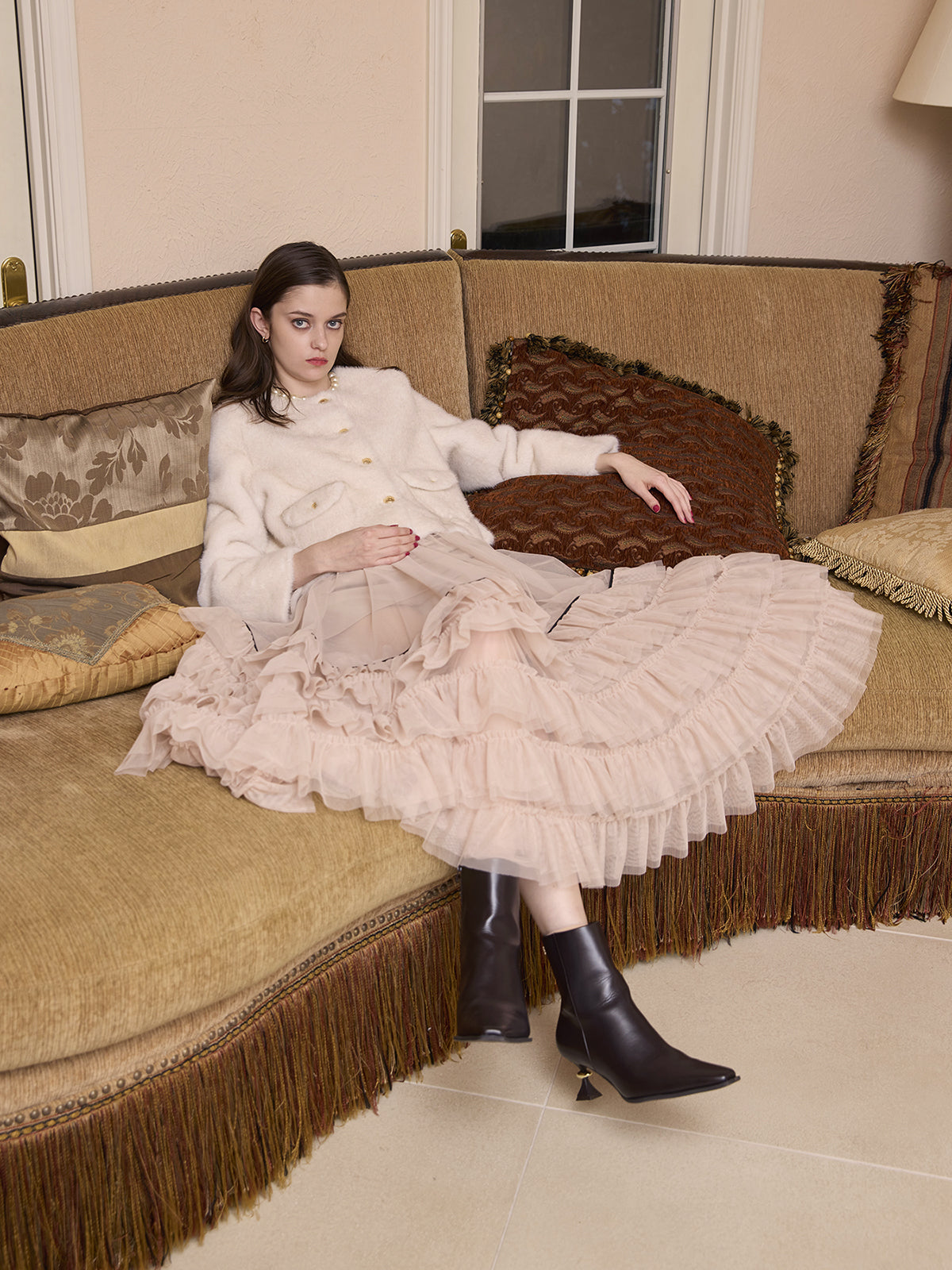 チュールティアードレイヤードスカート