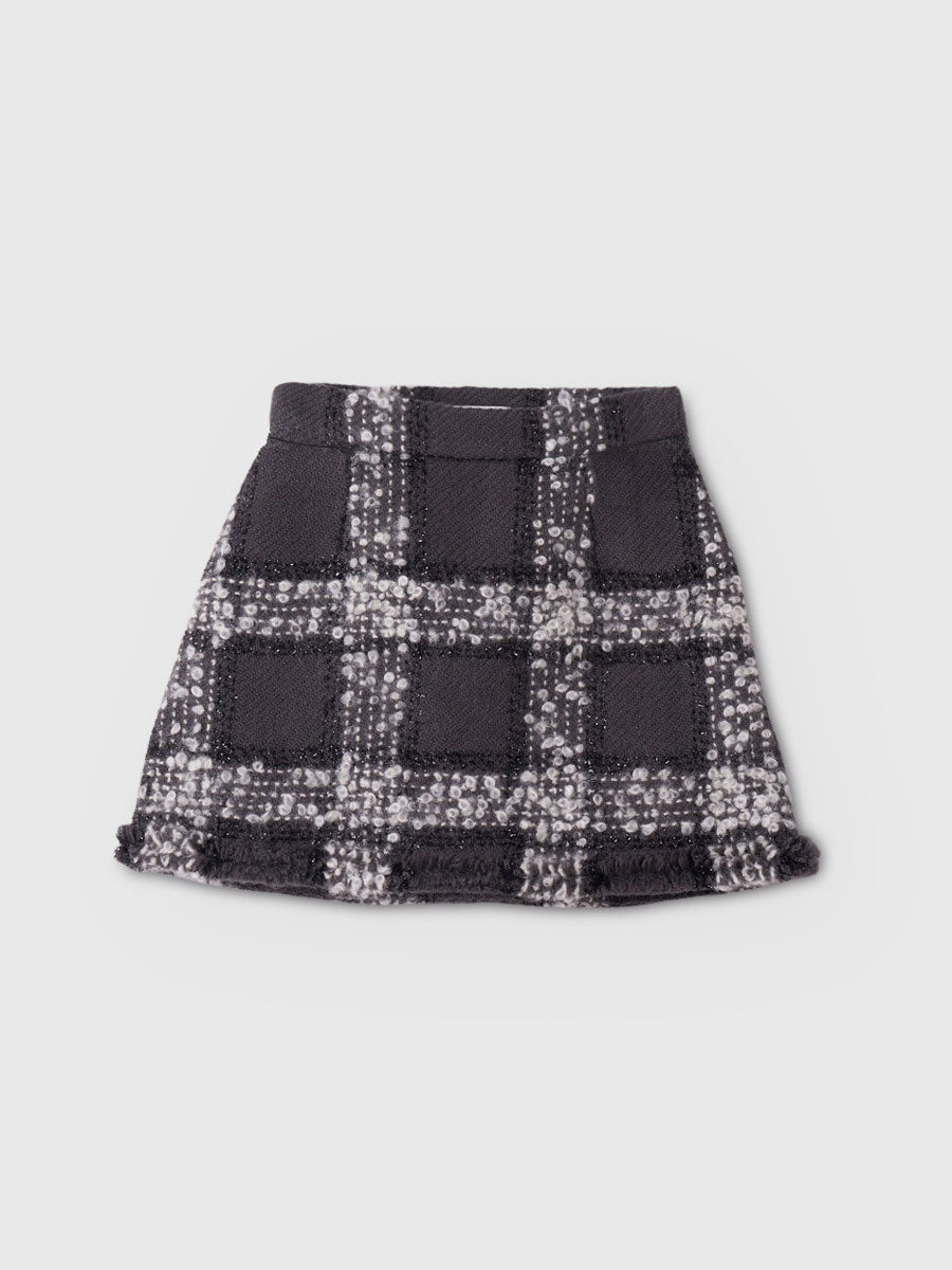 モヘアループチェックツイードミニスカート