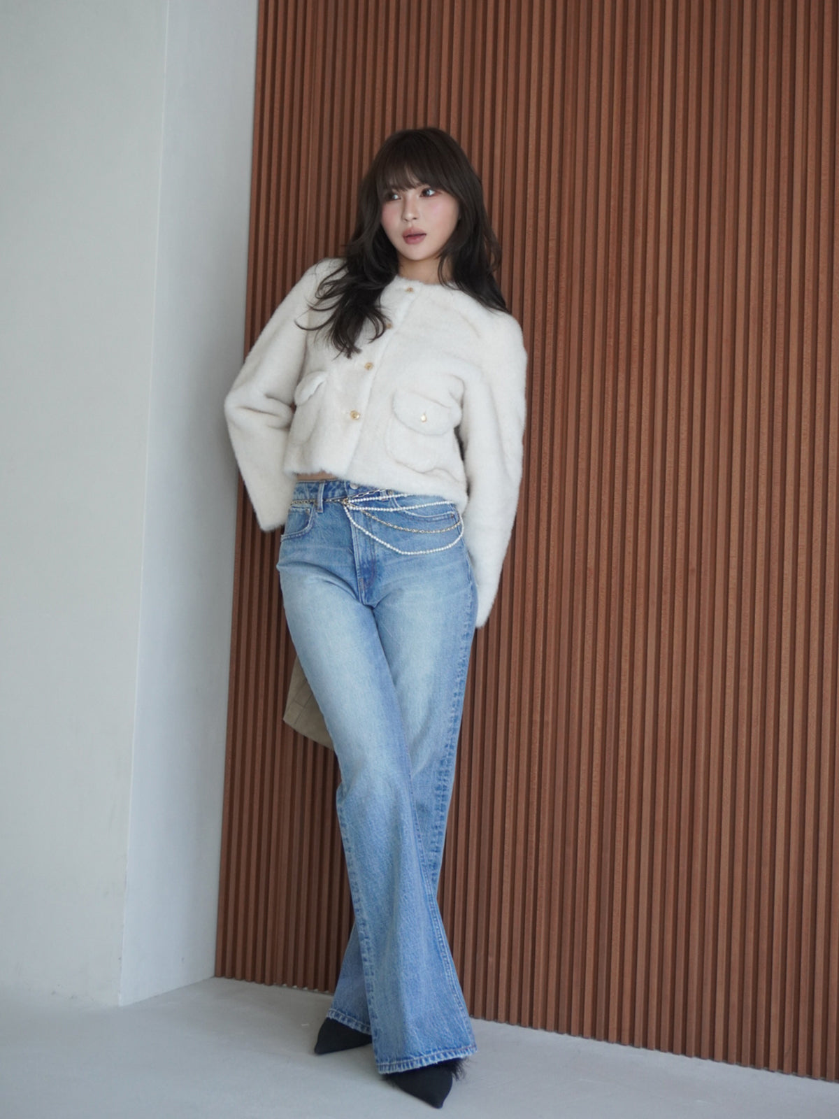 スリムフレアデニムパンツ