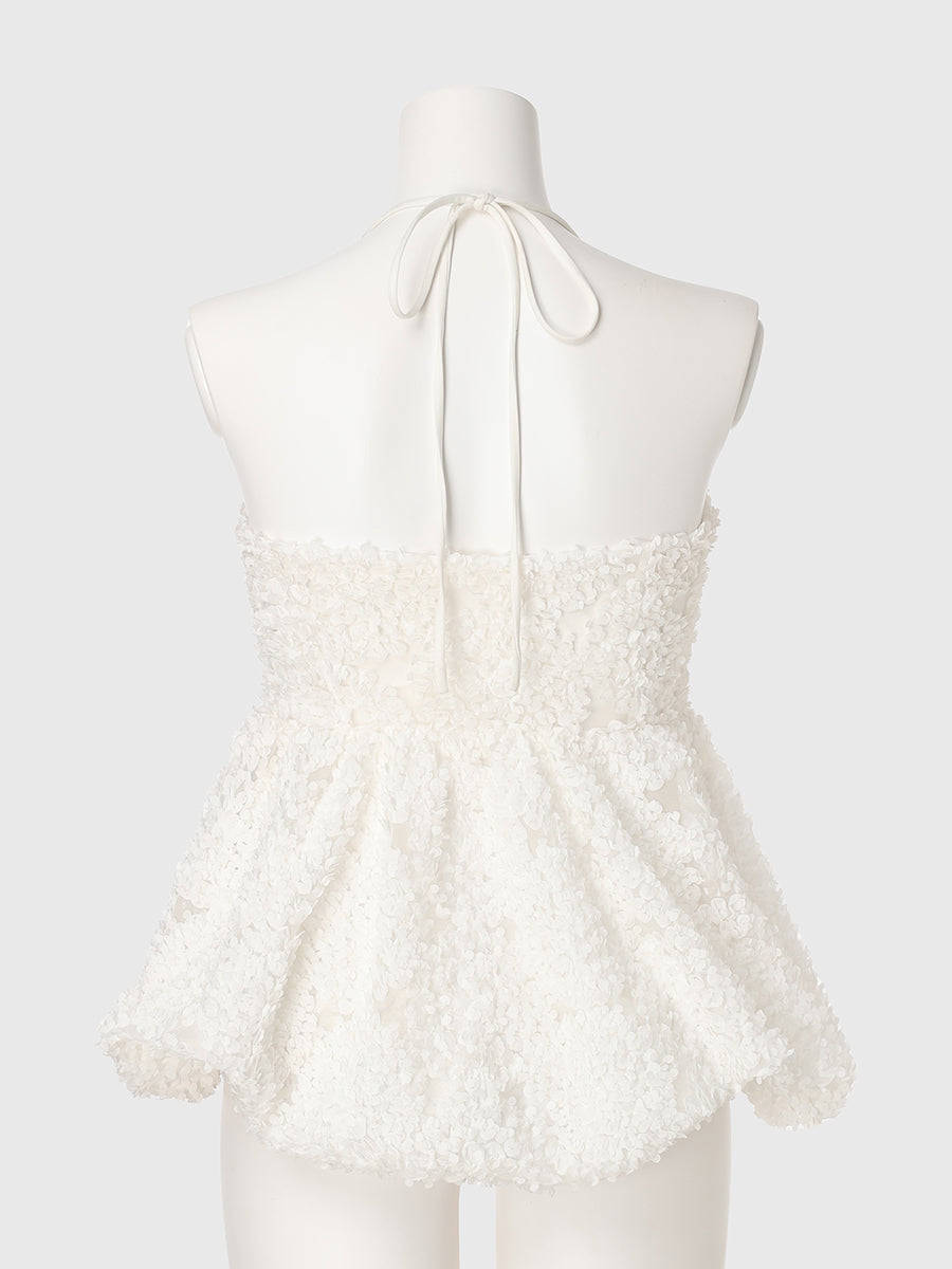 フラワーモチーフバルーンワンピース