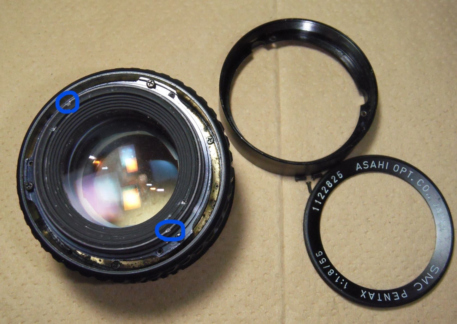 ASAHI OPT. SMC PENTAX 55mm F1.8 ジャンクレンズ分解修理（バルサム