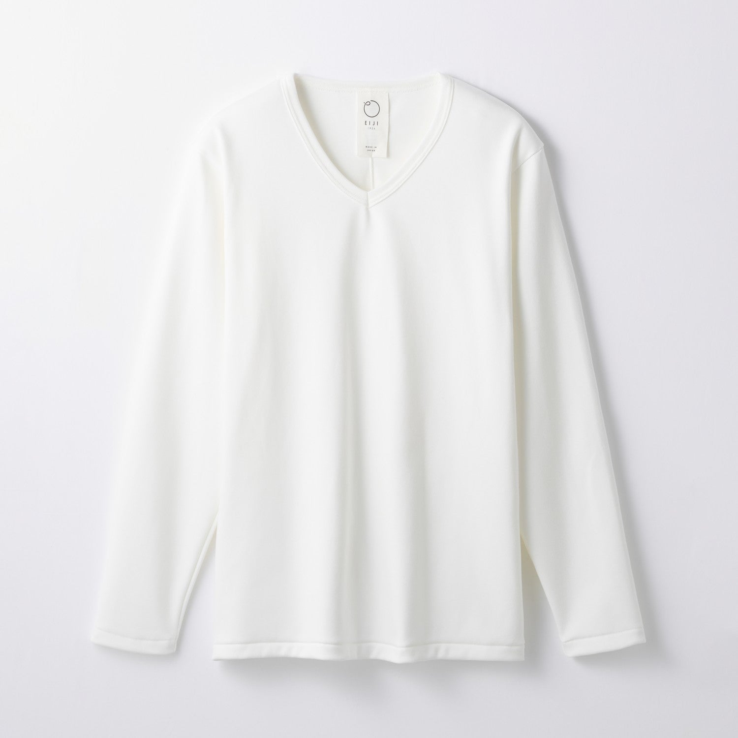 MENS ヘビー 長袖 VネックTシャツ WHITE | 高級無地Tシャツ専門店
