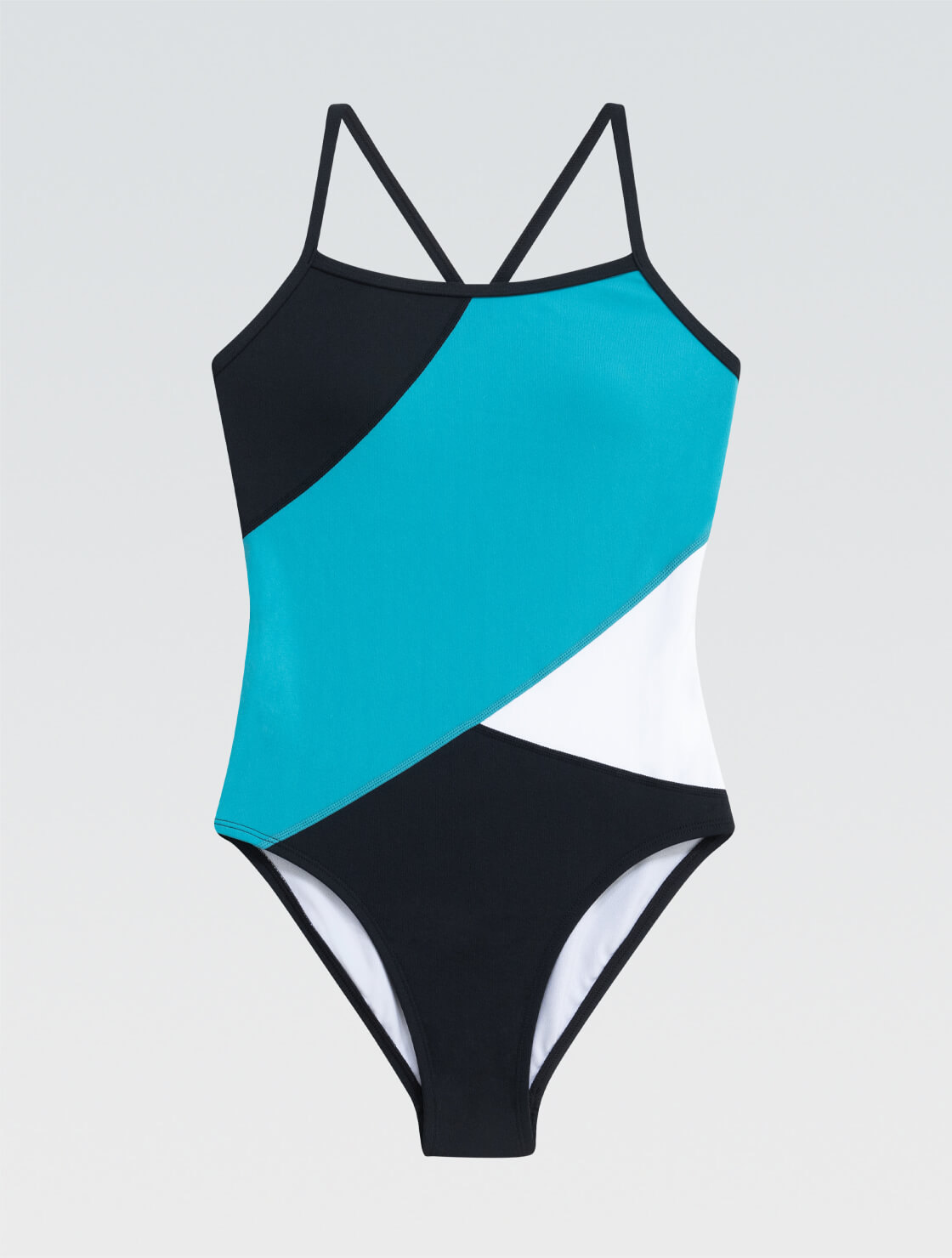 Women's Black and Turquoise One Piece Swimsuit | Moderate Coverage