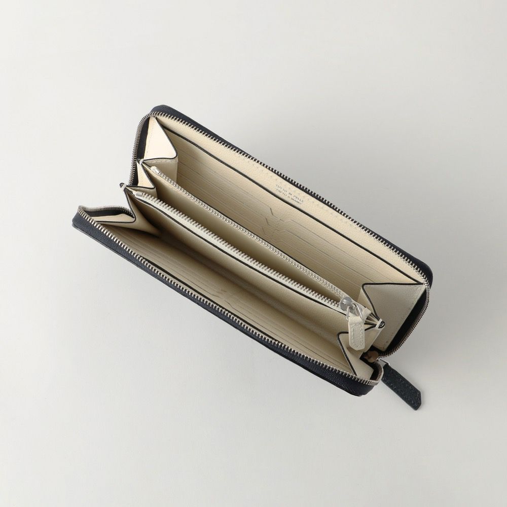 ドレスラウンドジップウォレット NAVY*WHITE | ラルコバレーノ公式通販