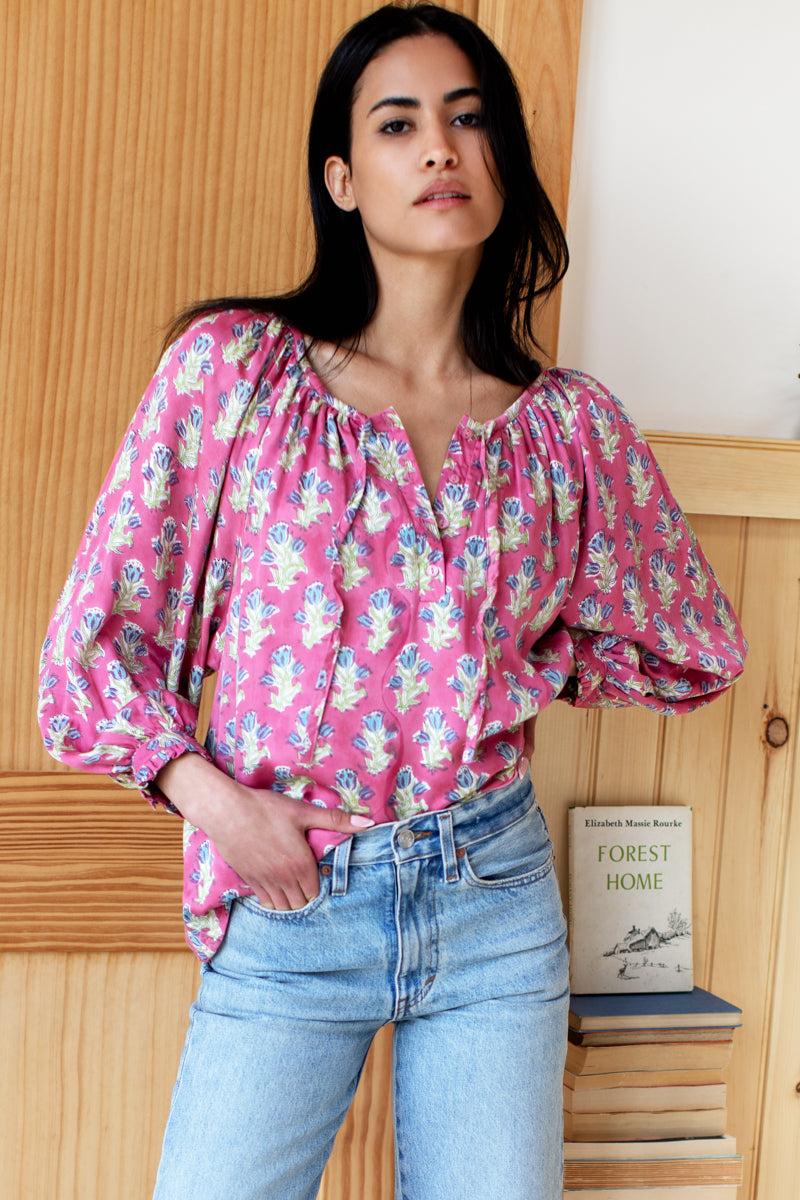Lucy 2 Blouse - Bell Flower Satin - Emerson Fry