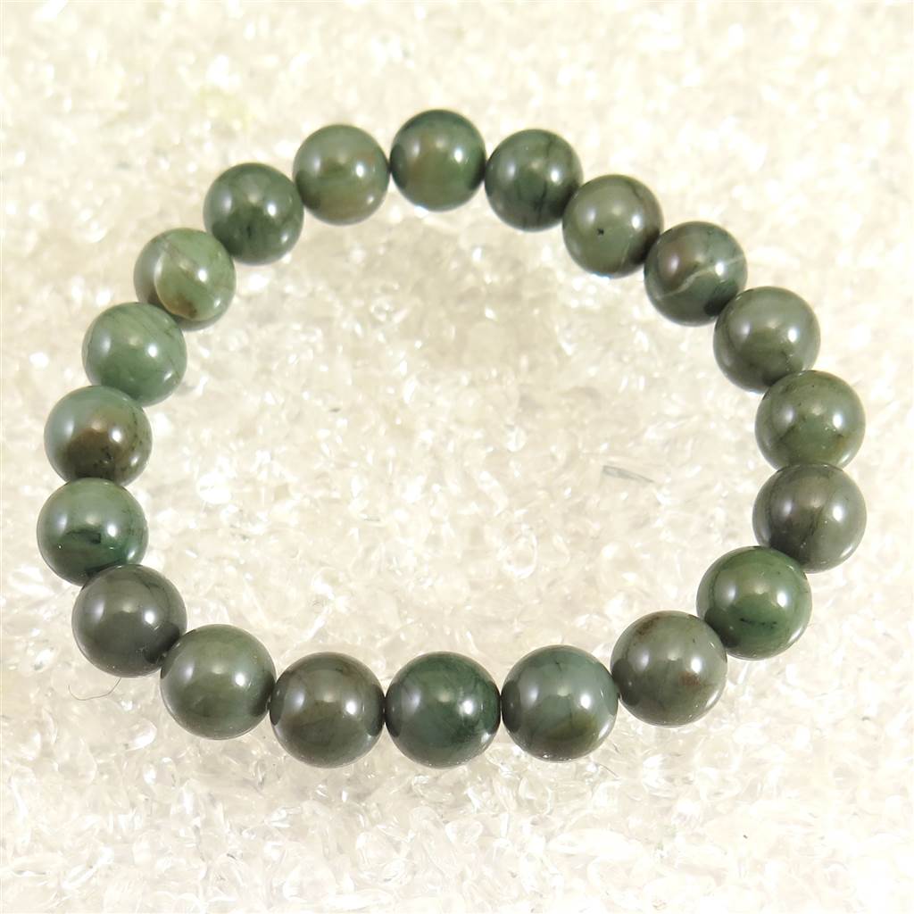 島根県 出雲碧玉 出雲石 10mm玉ブレスレット 証明書付 29.4g (ID