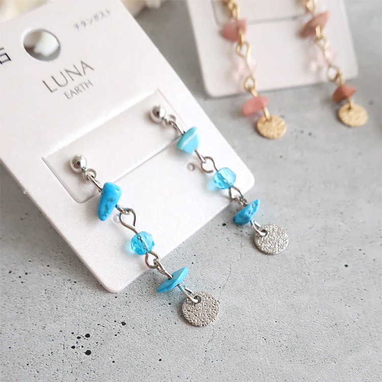 P-885) サザレ×ビーズチタンピアス | ビーズ・パーツなどの