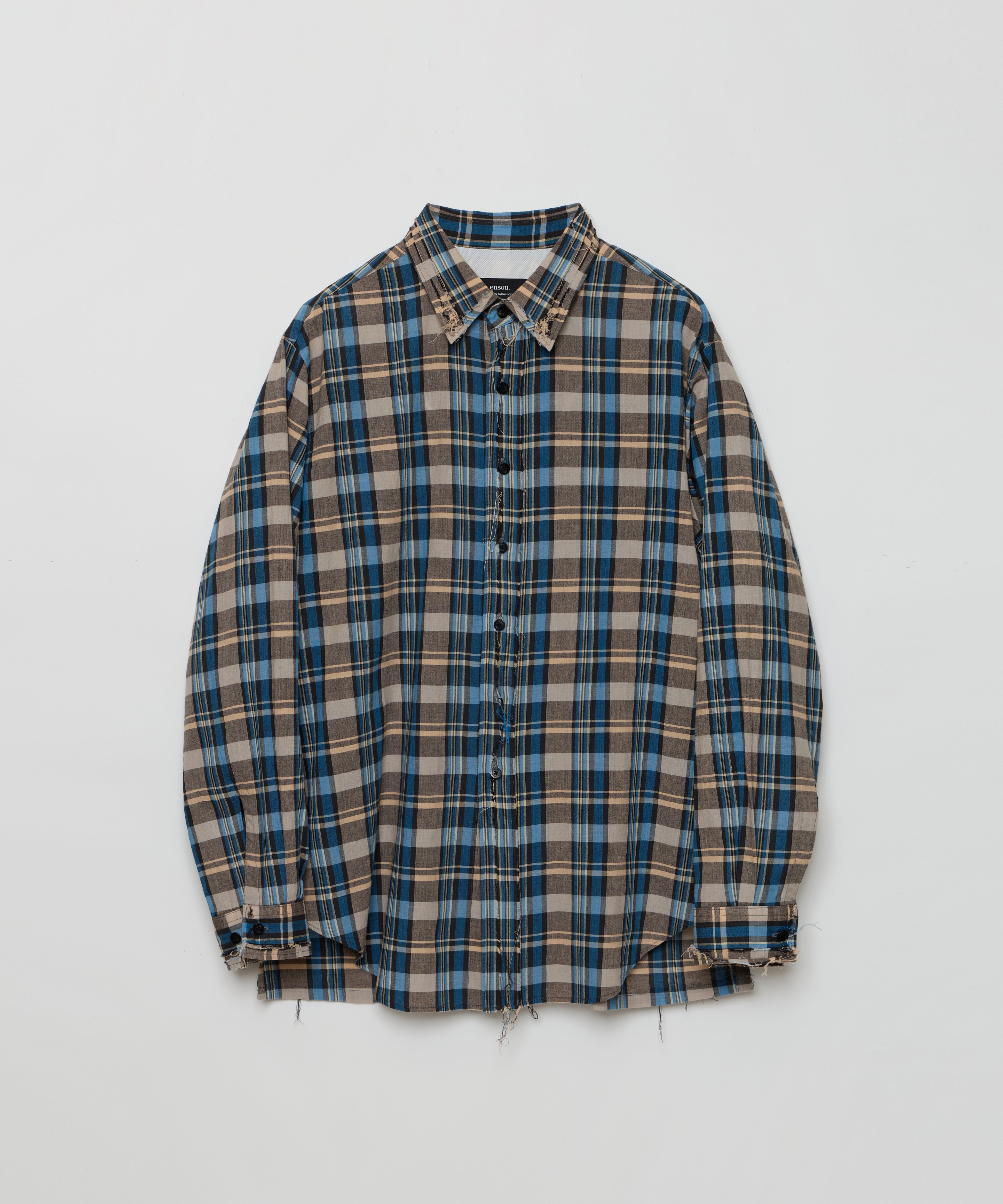 ensou. Rough Cut Shirt (Blue Check) / E12S006