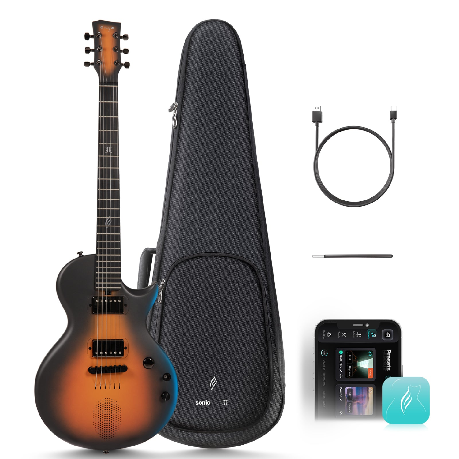 Nova Go Sonic : Carbon Fiber Smart Electric Guitar
