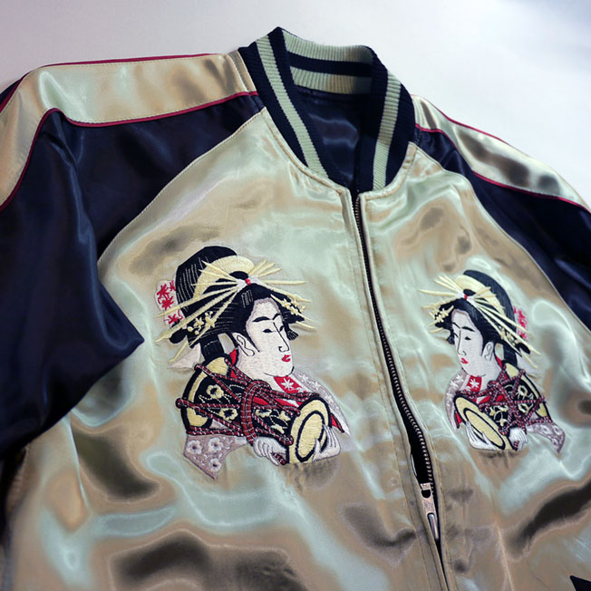 花旅楽団 SCRIPT 舞妓柄 刺繍リバーシブルスカジャン