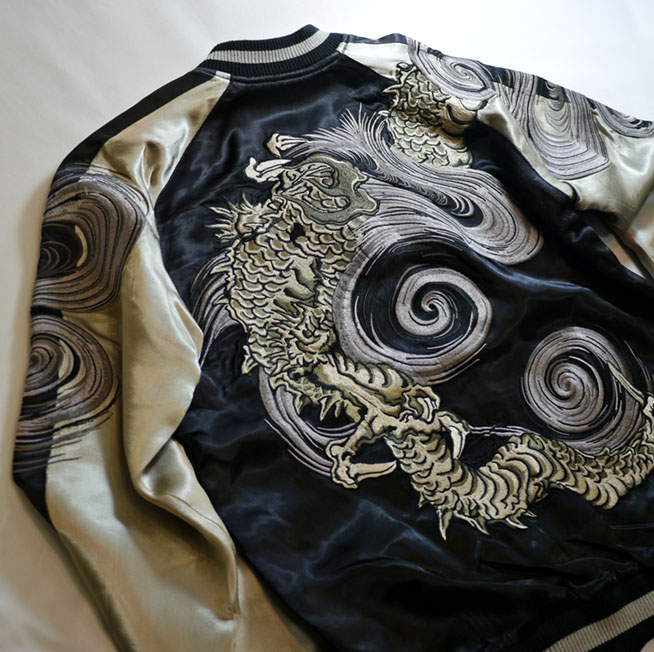 花旅楽団 [ 渦龍 ] 刺繍 リバーシブルスカジャン