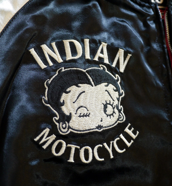 indian motocycle/betty boop(ベティーブープ） リバーシブル刺繍