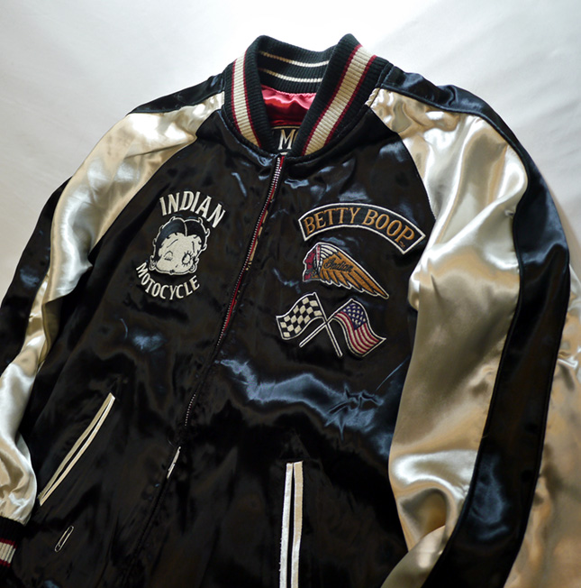 indian motocycle/betty boop(ベティーブープ） リバーシブル刺繍