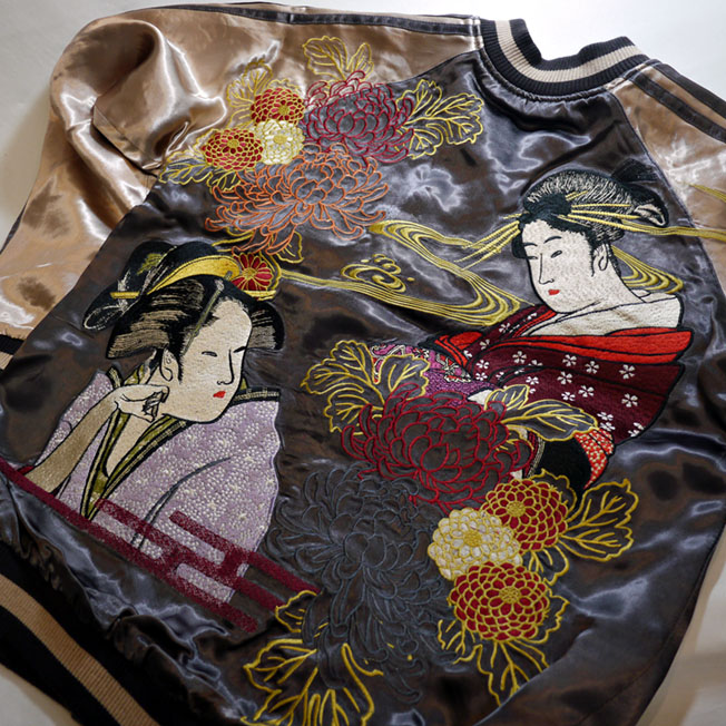 花旅楽団 [ 芸者 ] 刺繍 リバーシブルスカジャン