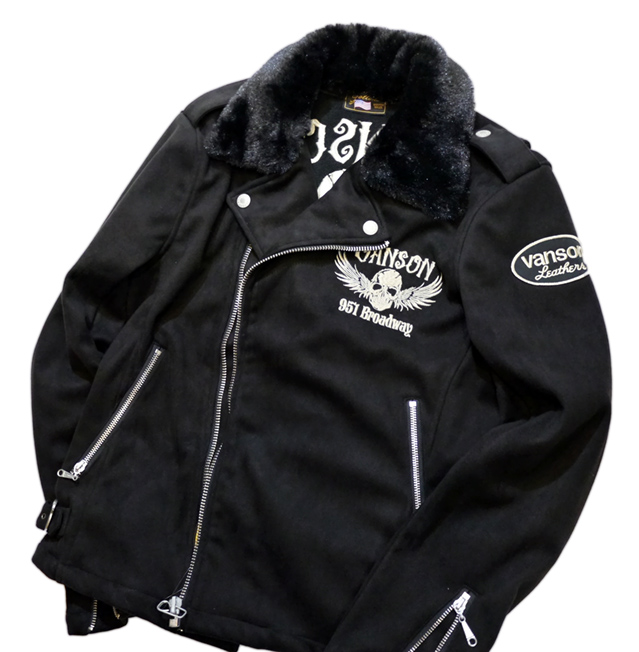 VANSON (バンソン）フェイクスウェード ボンディング ライダース