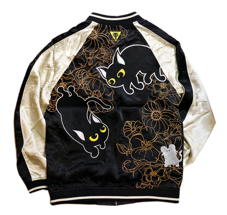 LIN (リン） [ Lamy and Earl ] 猫戯れ 刺繍 リバーシブルスカジャン