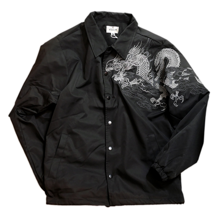 絡繰魂 [ 龍] 刺繍 コーチジャケット 243086 ブラック
