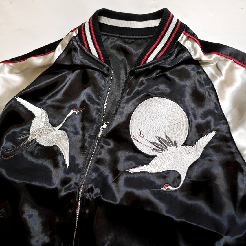 Japanesque （ジャパネスク） [ 月に鶴 ] 刺繍 リバーシブルスカジャン