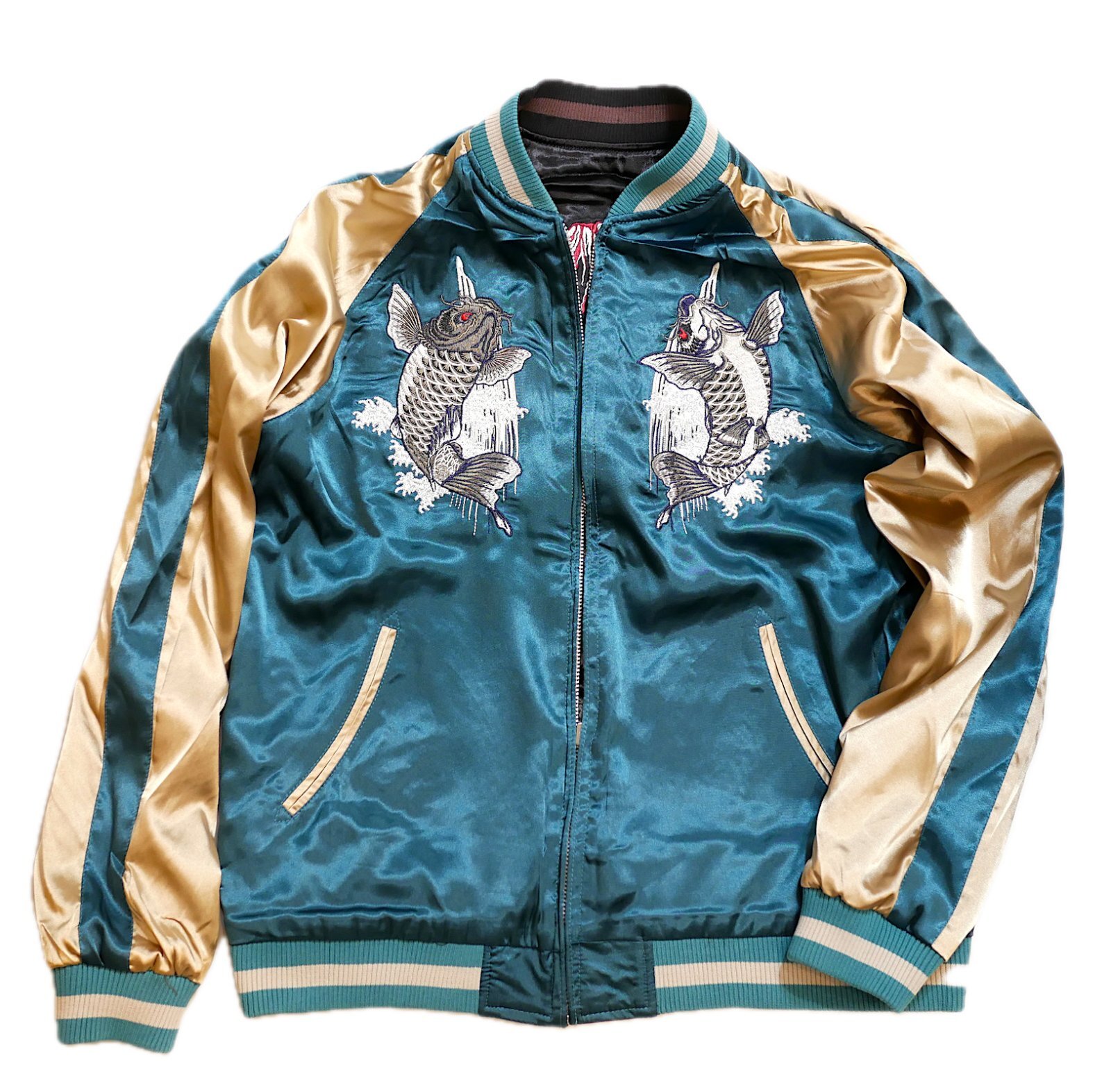 Japanesque （ジャパネスク） 波に白虎／滝に鯉 リバーシブル刺繍