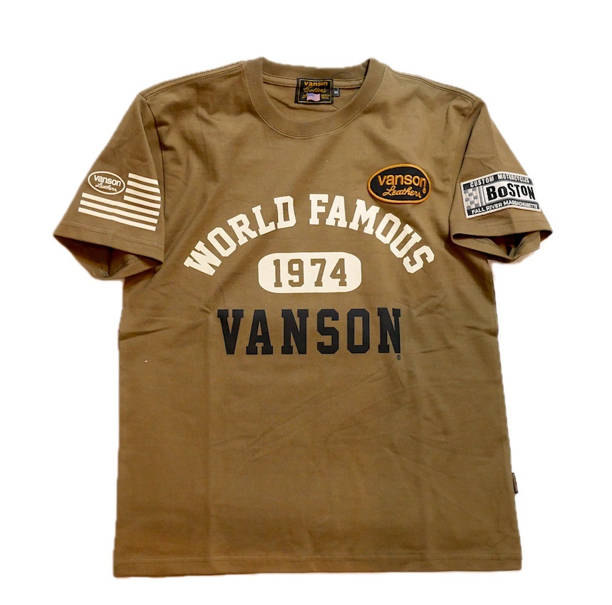 vanson (バンソン） ワンスター チェーン刺繍 Tシャツ NVST-2603 カーキ