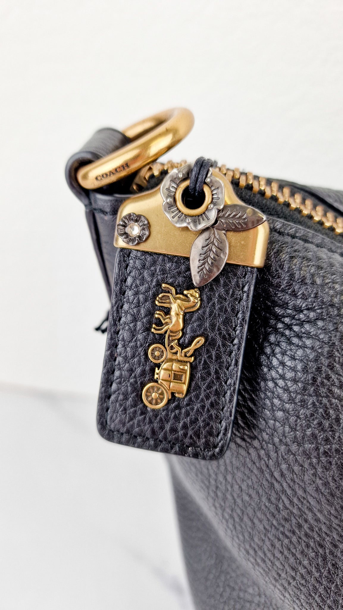 Coach 1941 Duffle Bag with Border Rivets in Black Pebble Leather