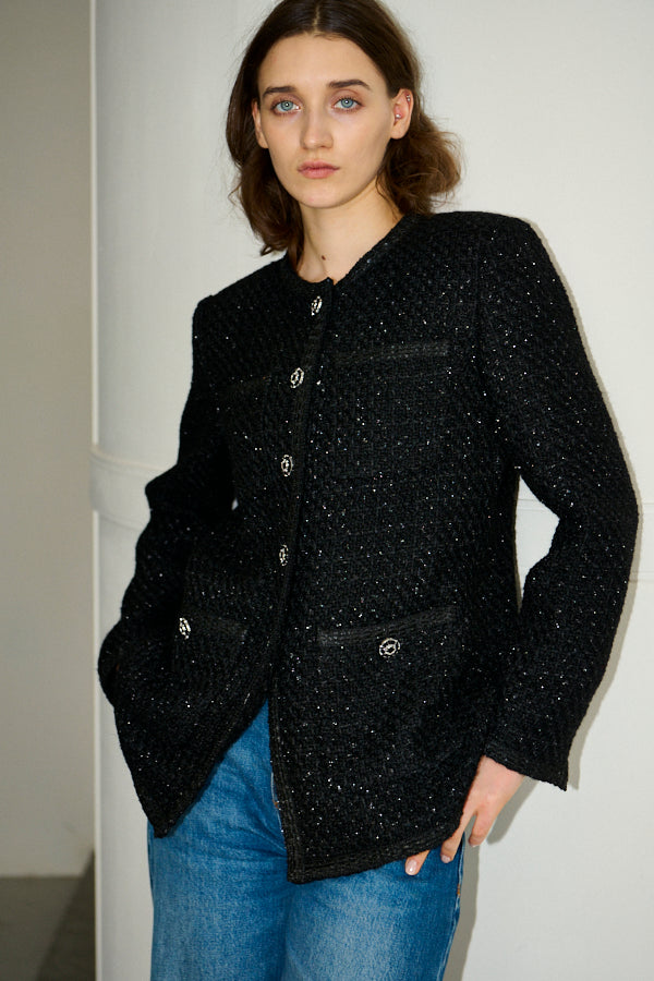 Ivanna Tweed Bow Jacket -Black- – Estella.K