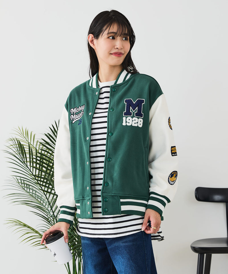 Disney/ディズニー】MICKEY MOUSE/ミッキーマウス 袖切替 ワッペン刺繍