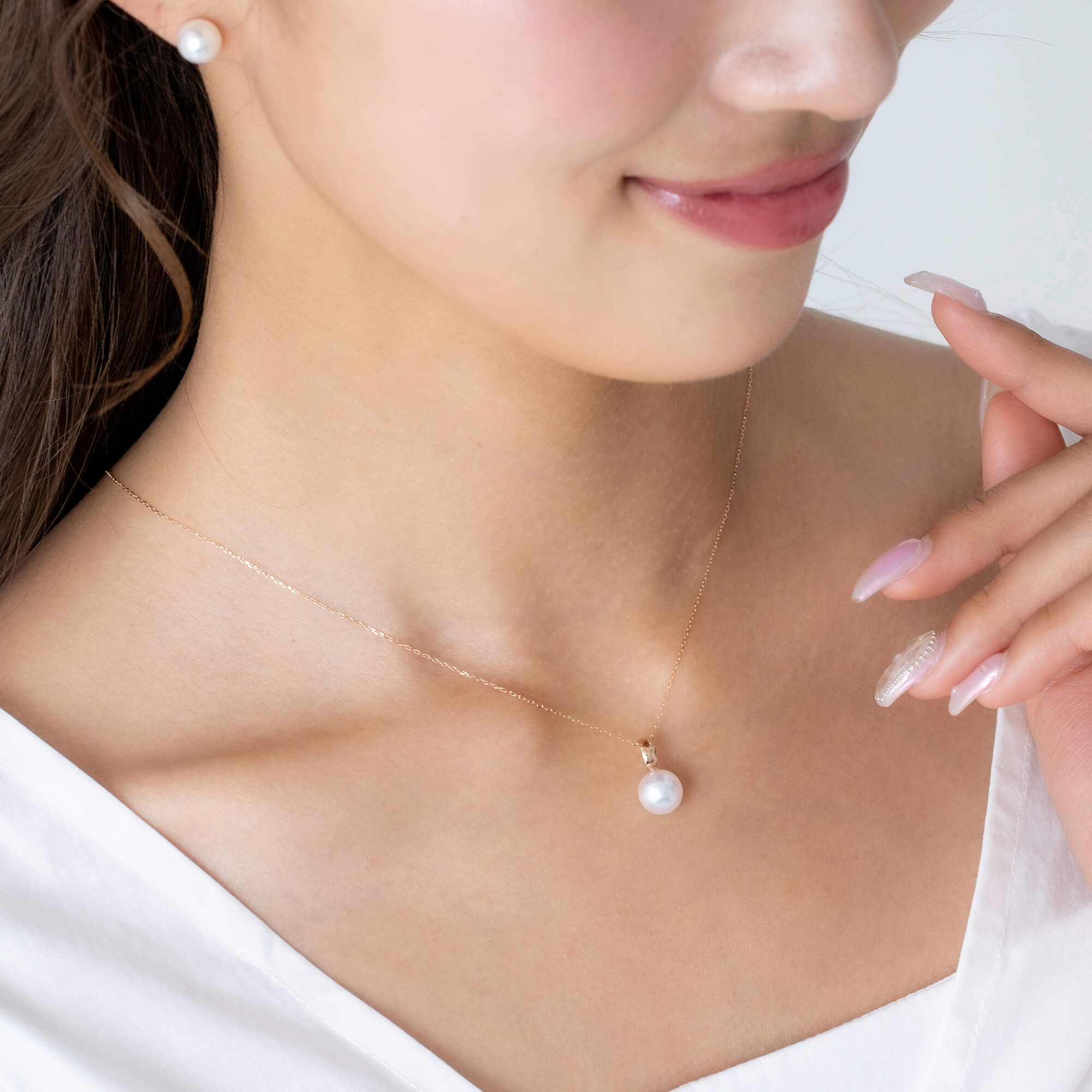 響】無調色 アコヤパール（8mm・ラウンド系）K18 ピンクゴールド