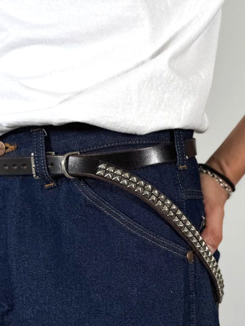 HTC エトフ別注 エイチティーシー ナロー スクエアースタッズ ベルト