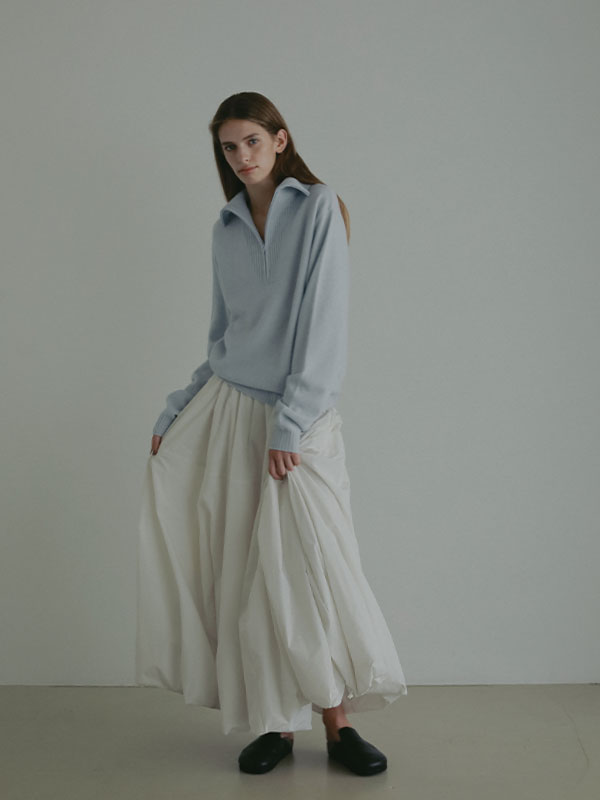 ハーフジップハイゲージニットプルオーバー(F BEIGE): トップス