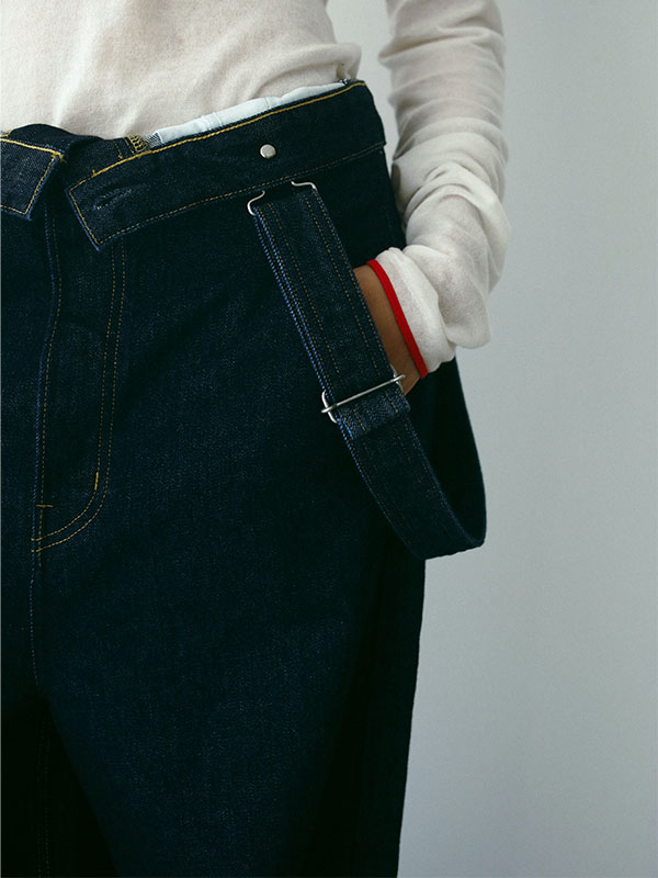 EDWIN×ETRE TOKYO 2wayハイライズサスデニムパンツ(S BLUE): ボトムス