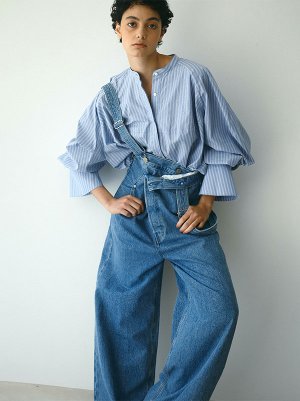 EDWIN×ETRE TOKYO 2wayハイライズサスデニムパンツ(S BLUE): ボトムス