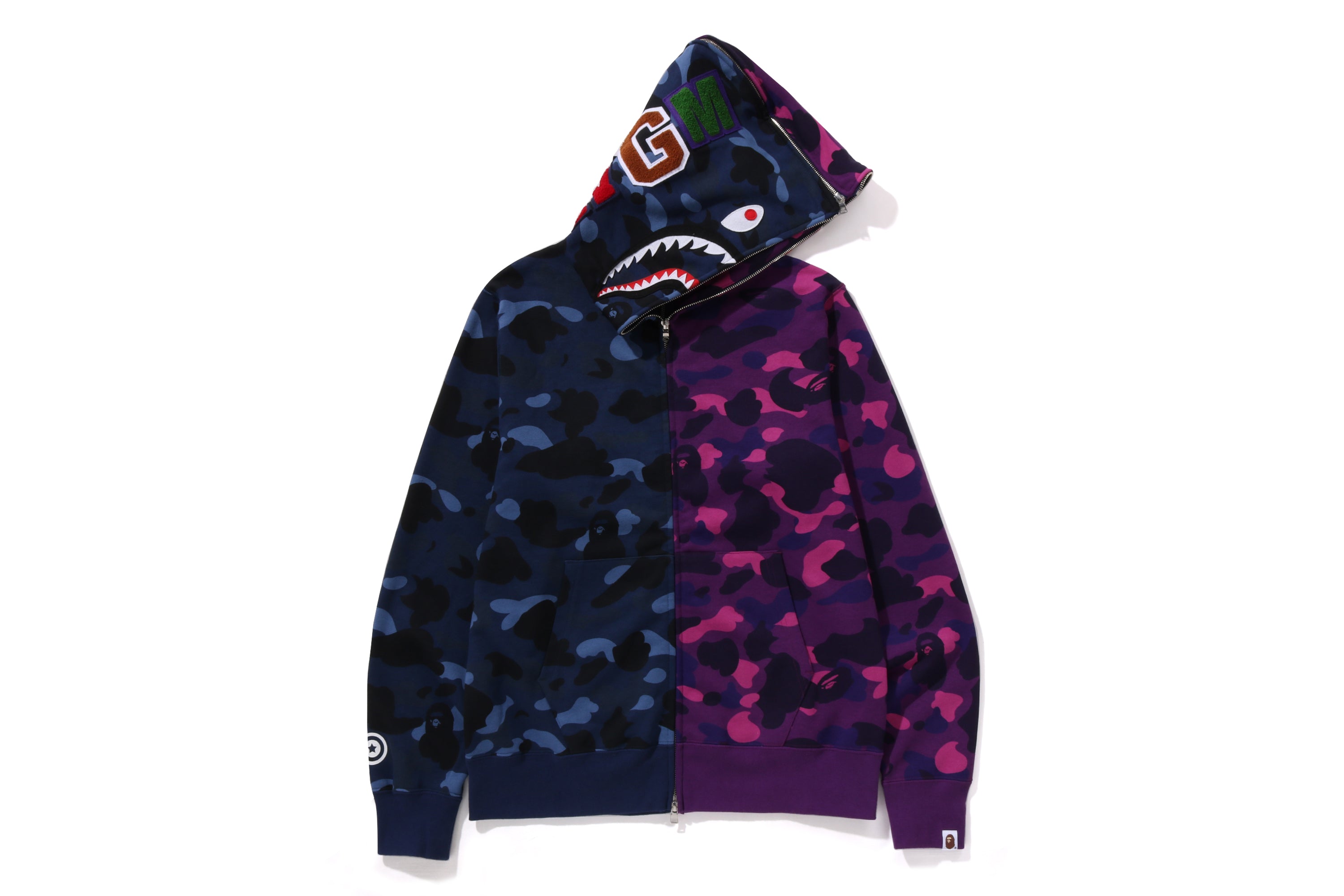 COLOR CAMO SEPARATE SHARK FULL ZIP HOODIE MENS – eu.bape.com