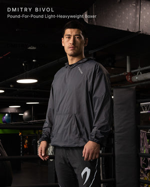 Genaro Oversized Windbreaker Hoodie - Charcoal | BOXRAW