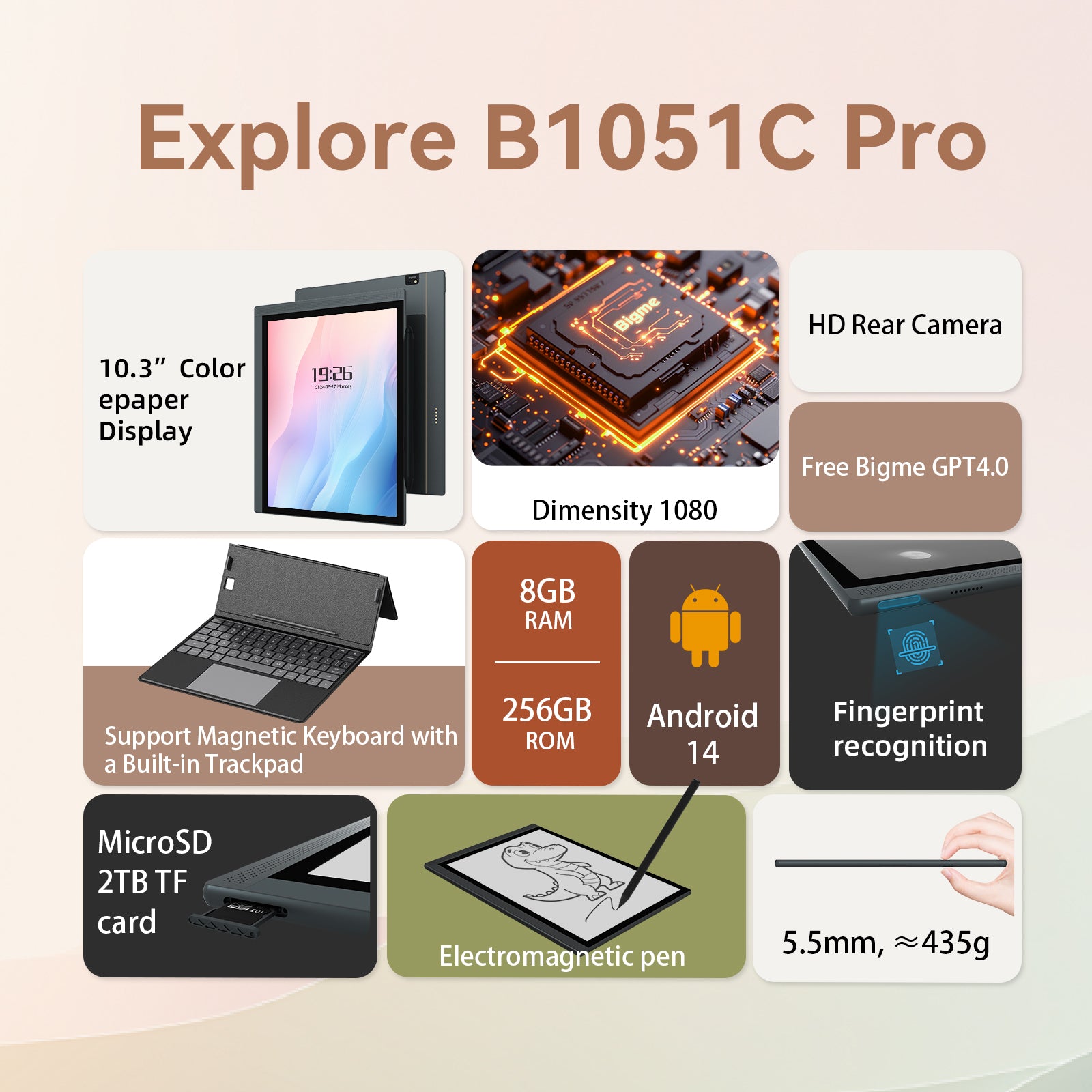 B1051 Series-- 10.3'' color E ink tablet PC with cutting-edge