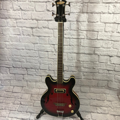 Aria Diamond 4 String Semi Hollow Electric Bass Red Burst