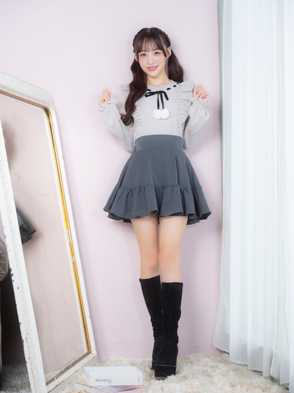 ファーリボンフリルニット｜evelyn（エブリン）公式通販サイト