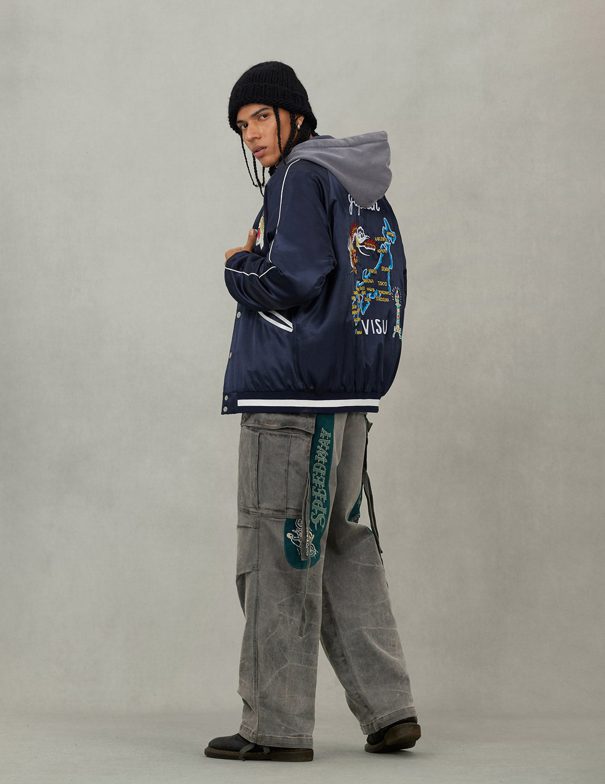 EVISUアーカイブ刺繍レギュラーフィットパッドスカジャン