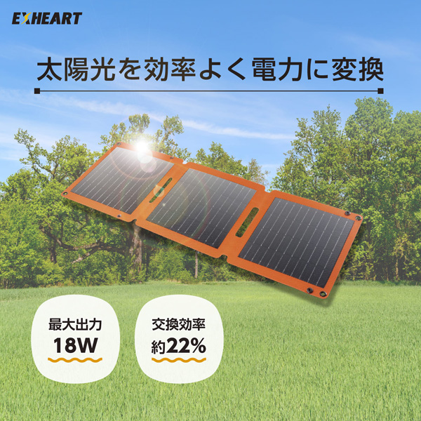 フォールディング ソーラーパネルミニ 21W EXP-M21OR｜ソーラーパネル