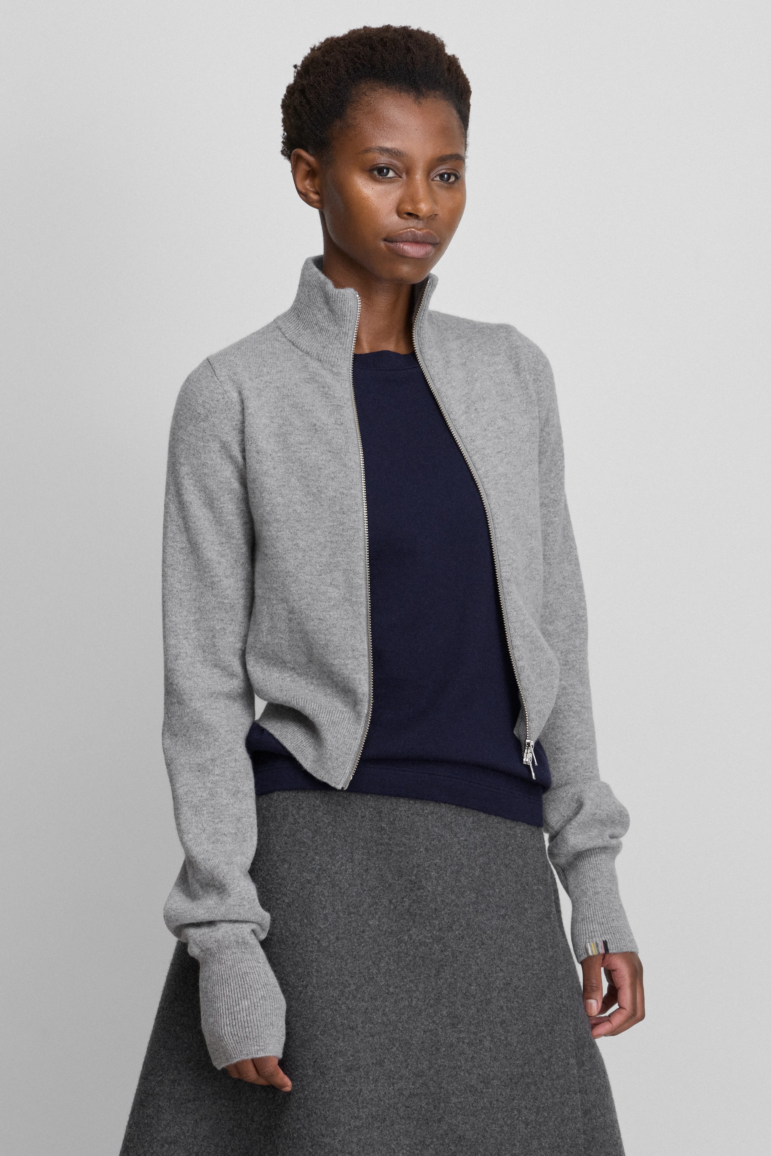 extreme cashmere mock-neck zip cardigan n°302 lemon – extreme