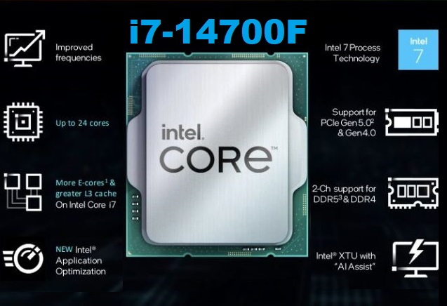 CPU Intel Core i7 14700F 14th Gen 20-Core 28 threads