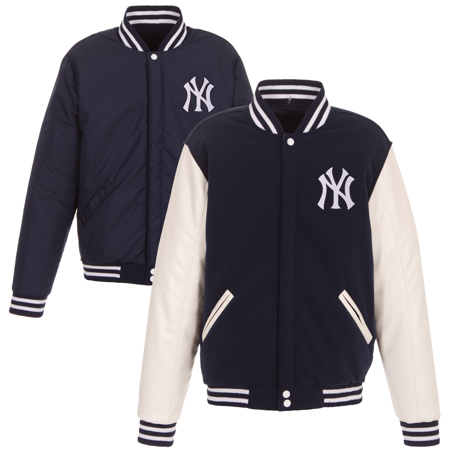 New York Yankees JH Design Reversible Fleece Jacket with Faux