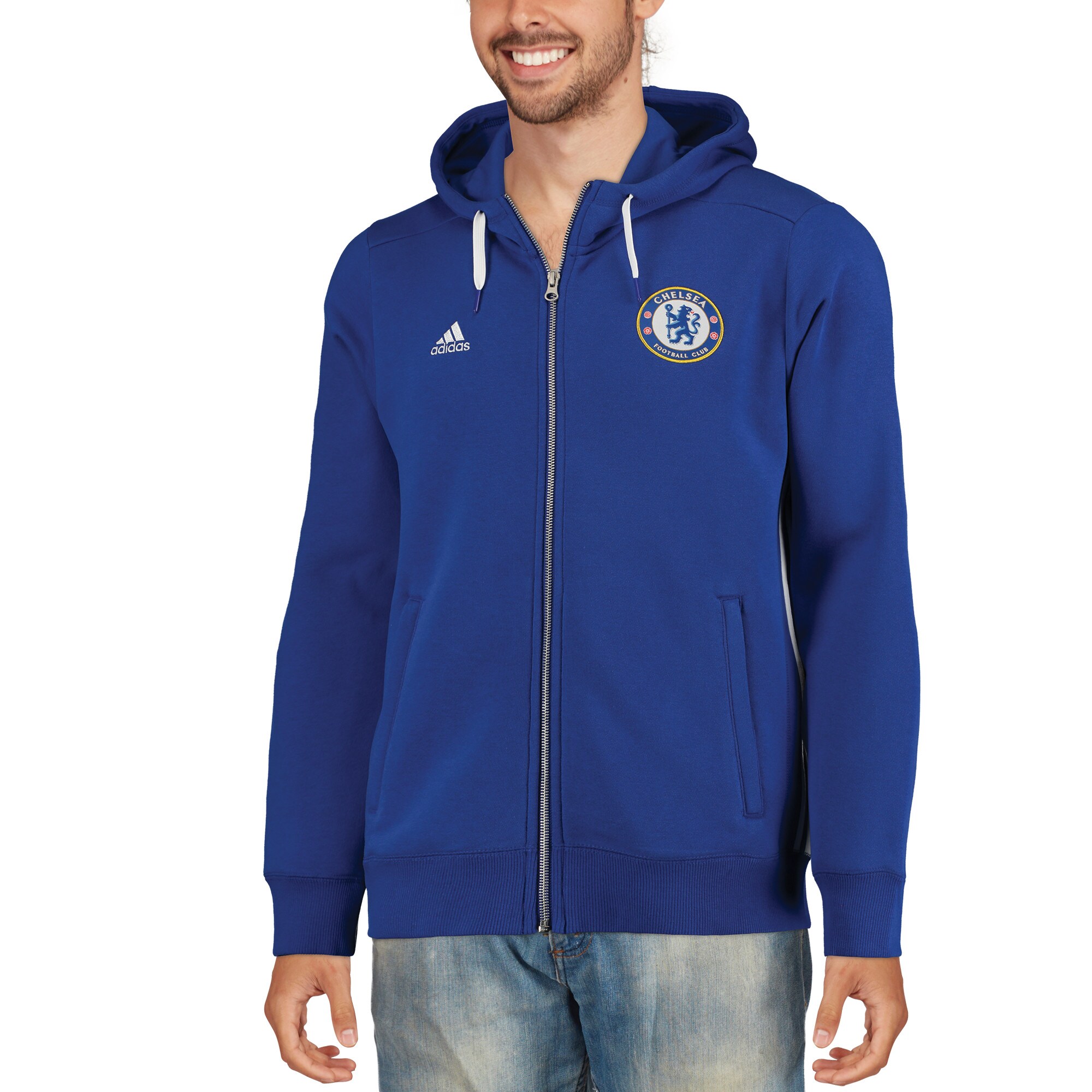 Chelsea adidas 3-Stripe Full-Zip Hoodie - Blue