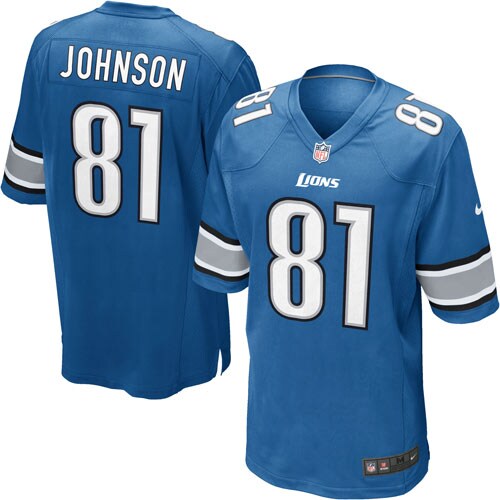 Youth Detroit Lions Calvin Johnson Nike Light Blue Team Color Game
