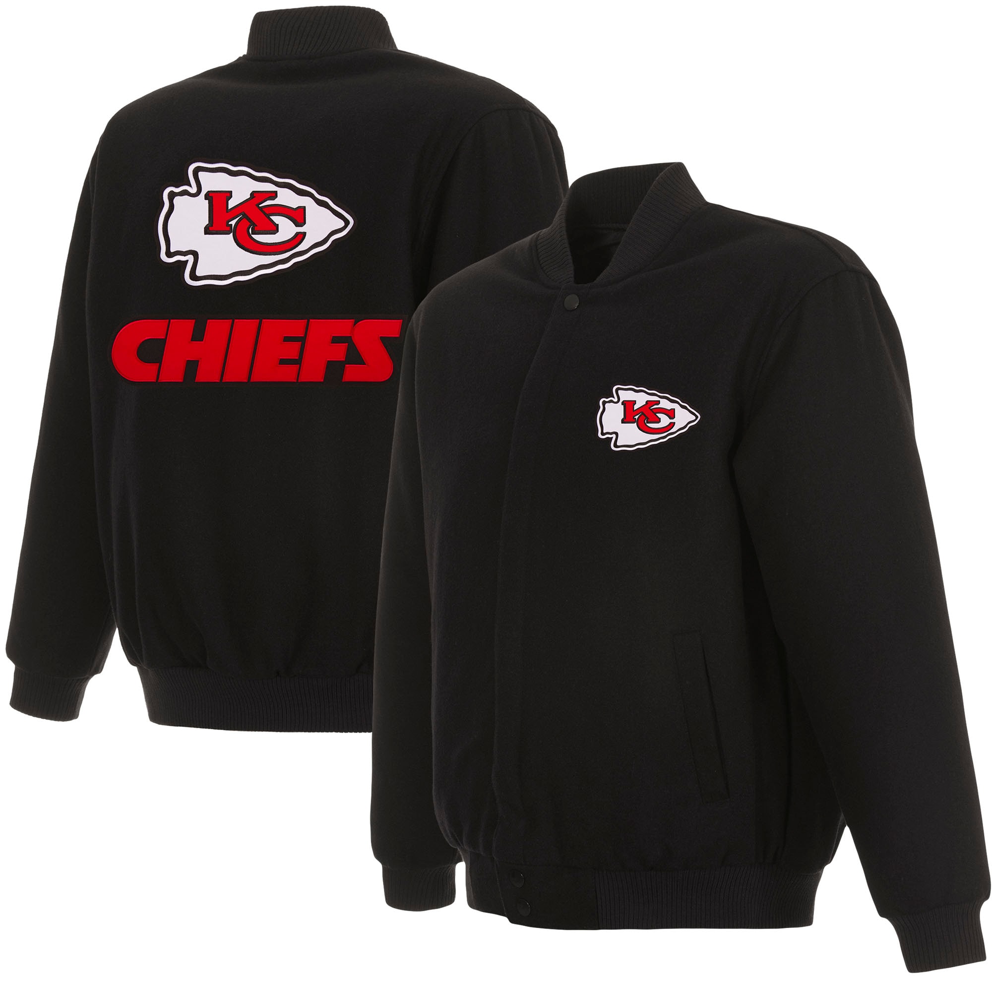 Men's JH Design Black Kansas City Chiefs Reversible Full-Snap Jacket