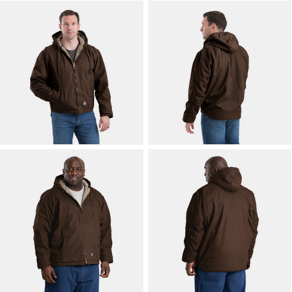 HJ626BB Heartland Washed Duck Sherpa Lined Hooded Work Coat - Bark