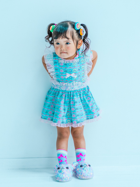 HARPER ROSE | ベビーエプロンワンピ - ミントティーカップ 【公式