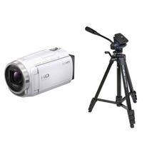 レンタル] ソニー ビデオカメラ HDR-CX680(ホワイト) ＆ 自立脚付き一