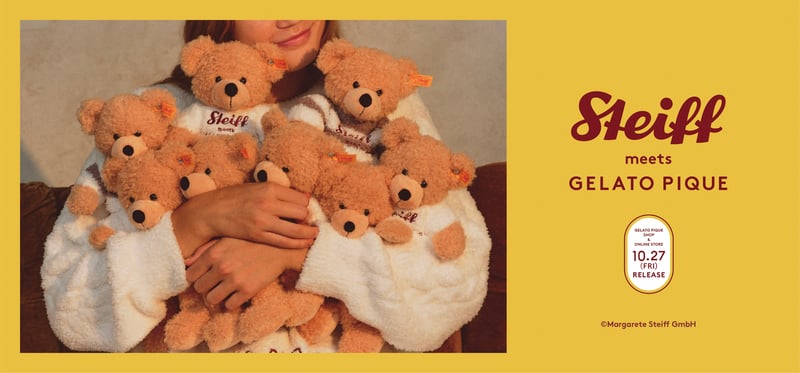 ジェラート ピケがシュタイフと初コラボ、ジェラピケのルームウェアを