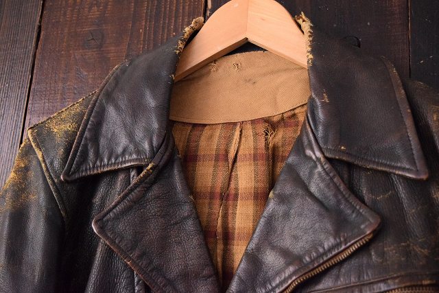 40's レザーダブルライダースジャケット 30年代 40年代 コの字 TALON